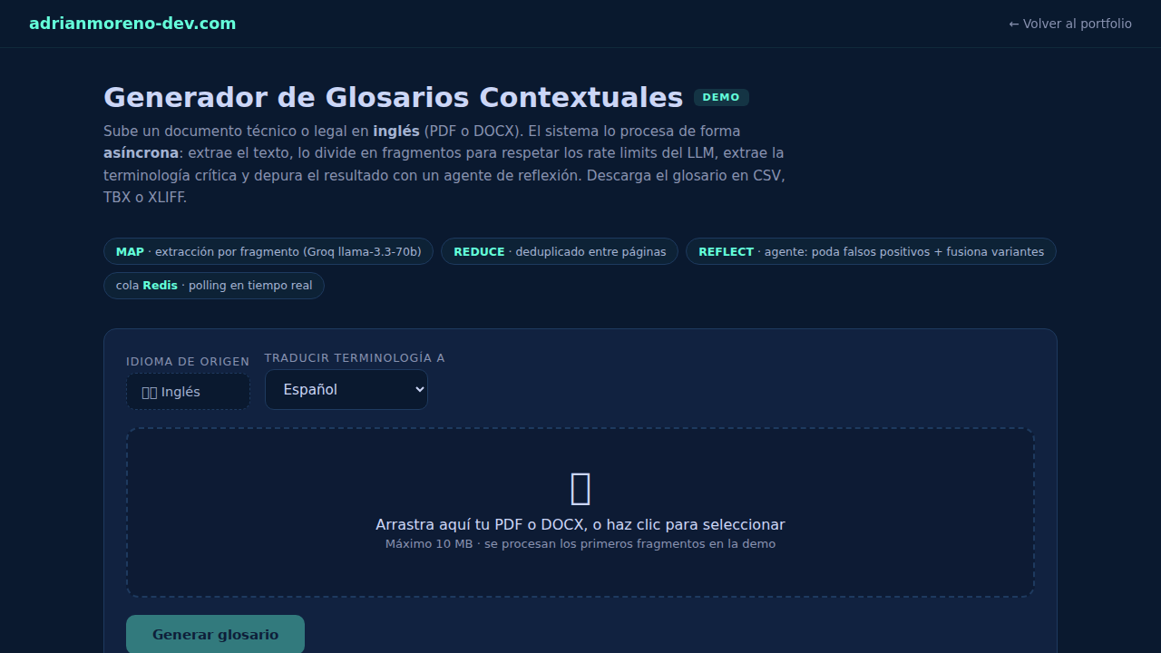 Glosarios para traductores con IA: cola asíncrona, map-reduce y un agente que se autocritica