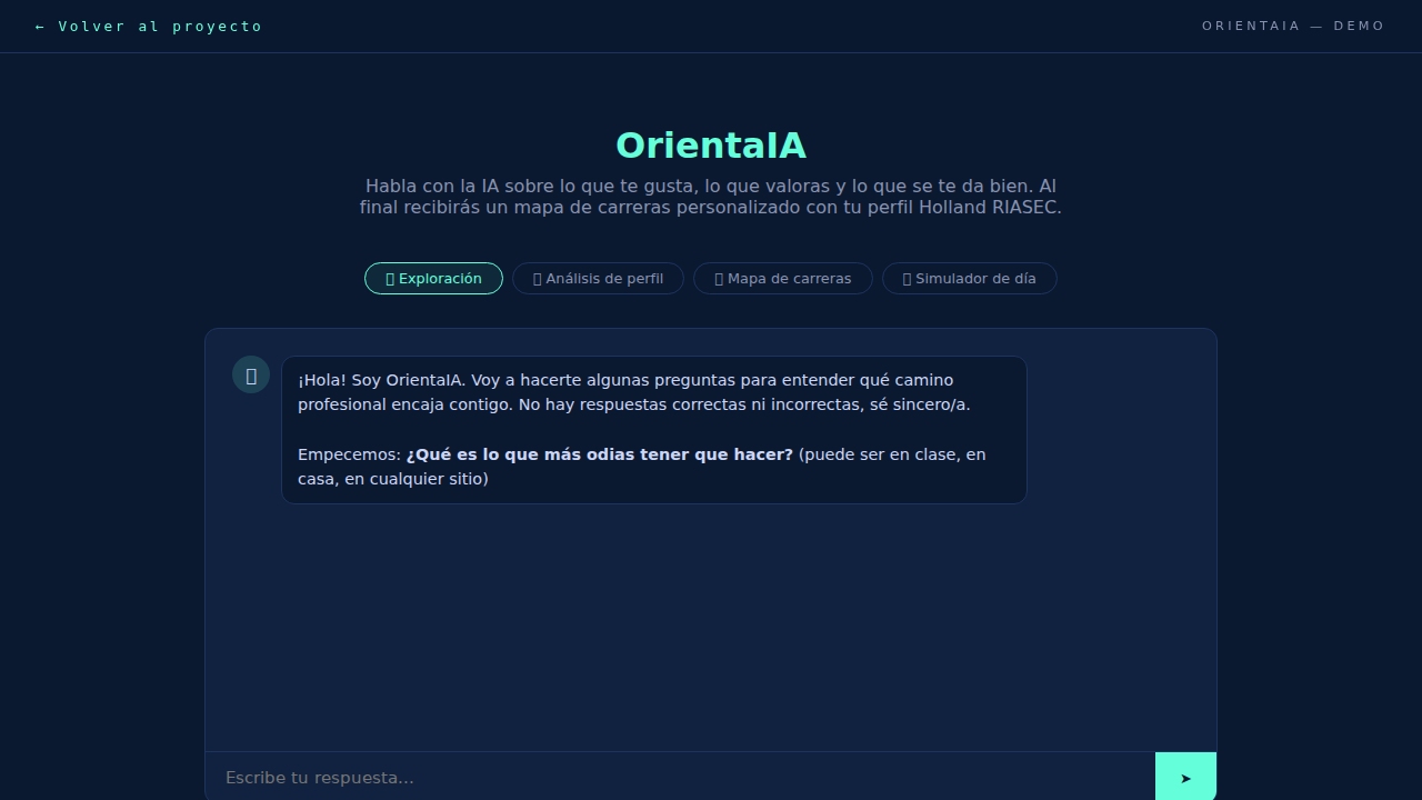 OrientaIA: diseñar un orientador vocacional conversacional para adolescentes