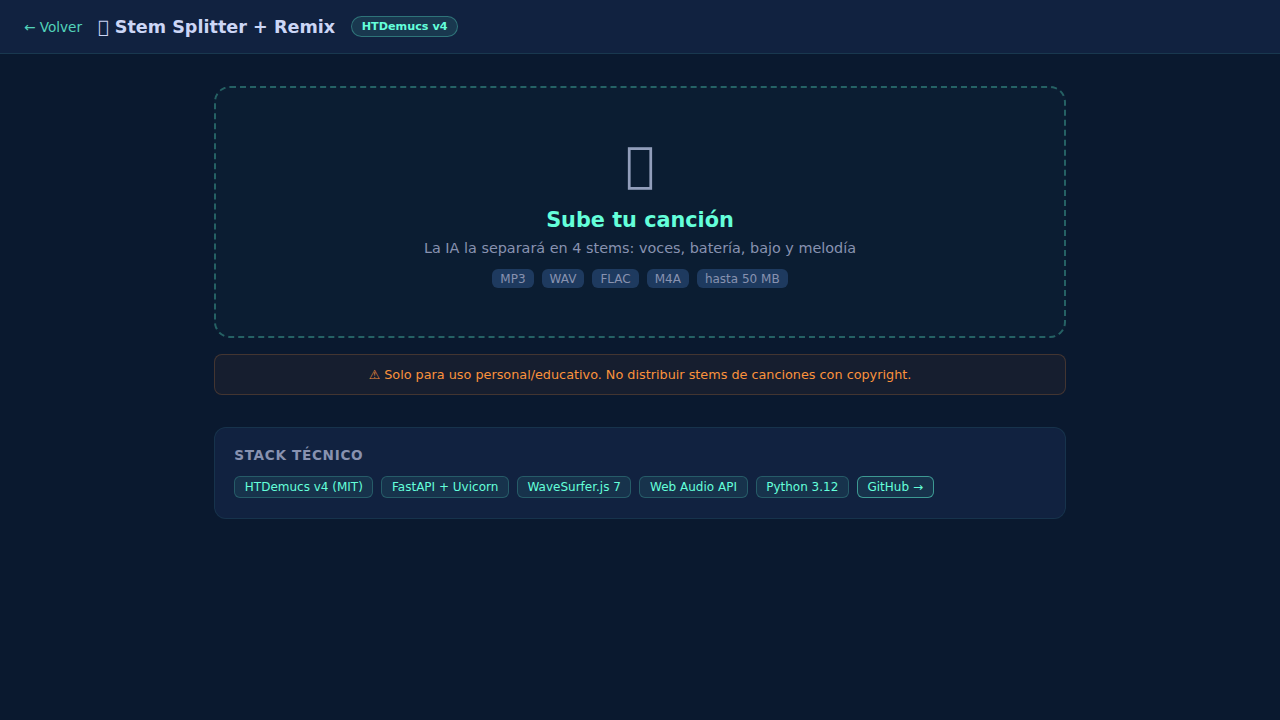 Separar canciones en stems con HTDemucs v4 en un servidor con poca RAM